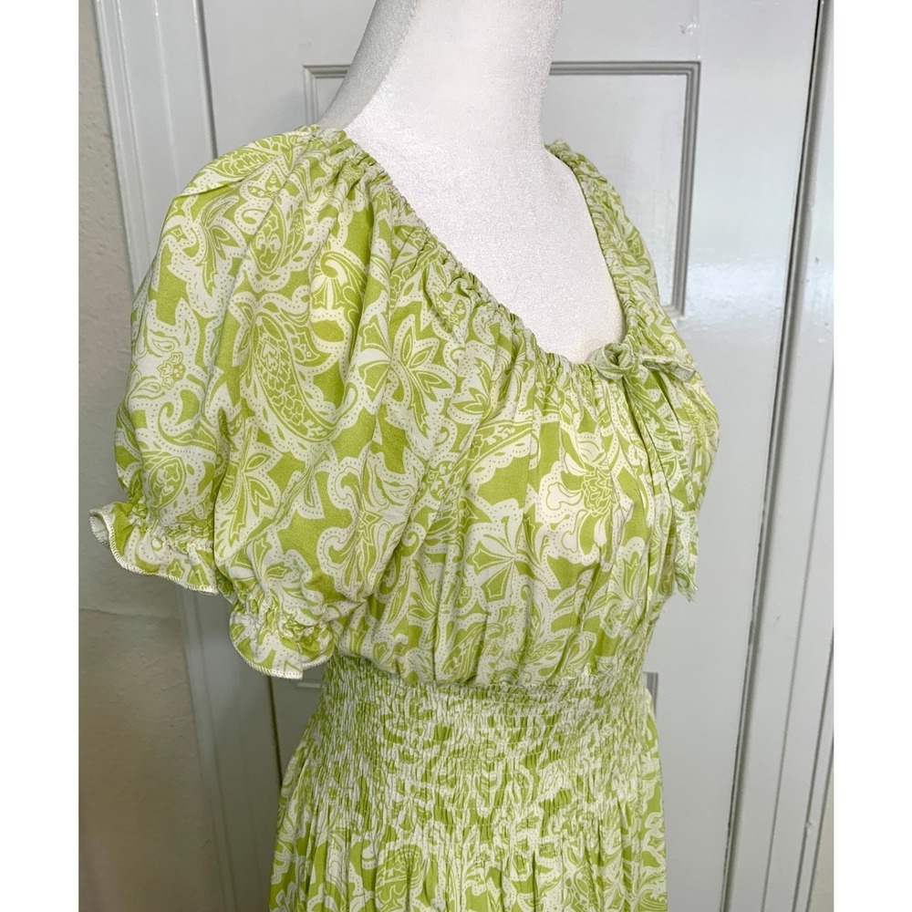 Anthropologie Kindred Tiered Maxi Dress Paisley Smocked Waist Large Cottagecore - Picture 2 of 16